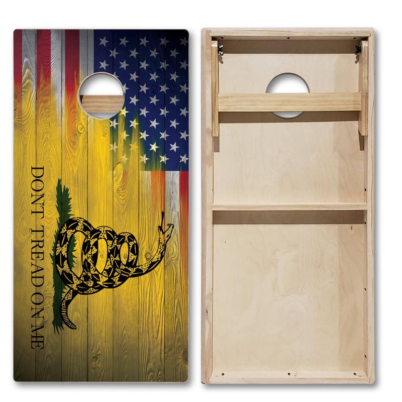 Tournament Grade Tailgating Pros Regulation Cornhole Boards Flag Set - Includes 8 Bean Bags, Carrying Cases, and 4'x2' Corn Hole Toss Game