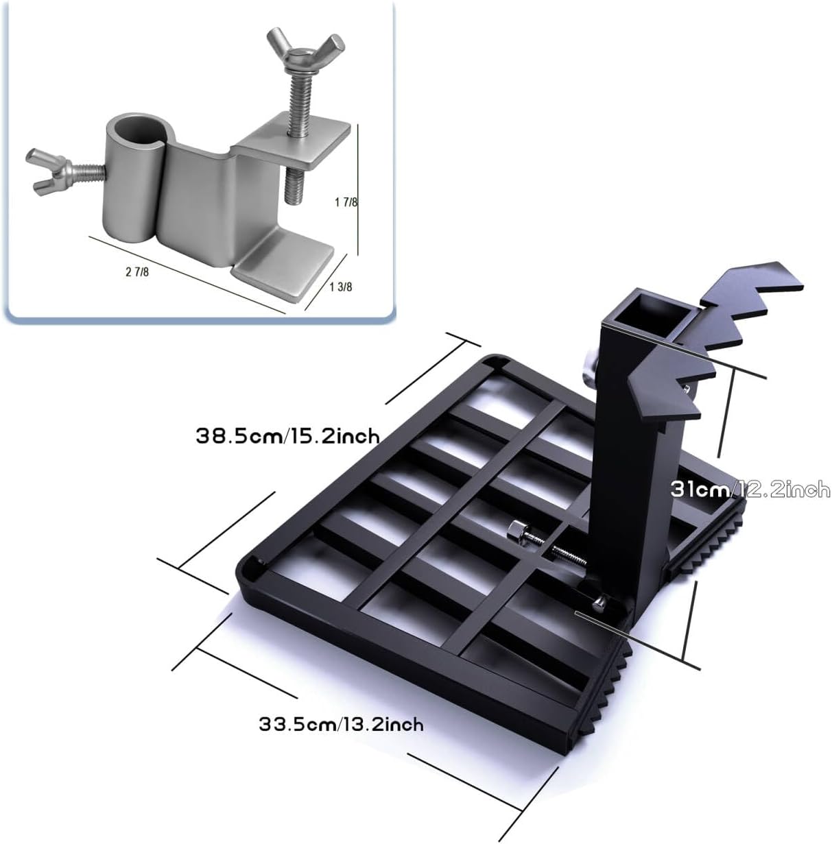Hunting Saddle Platform Tree Stand, 15”x13” All-Metal Structure, Durable, 500 LBS Capacity, W/2Pcs Branch Holders & Ratchet Straps for Securing & Climbing, Adjustable Folding Ridge Grips (Heavy-Duty)