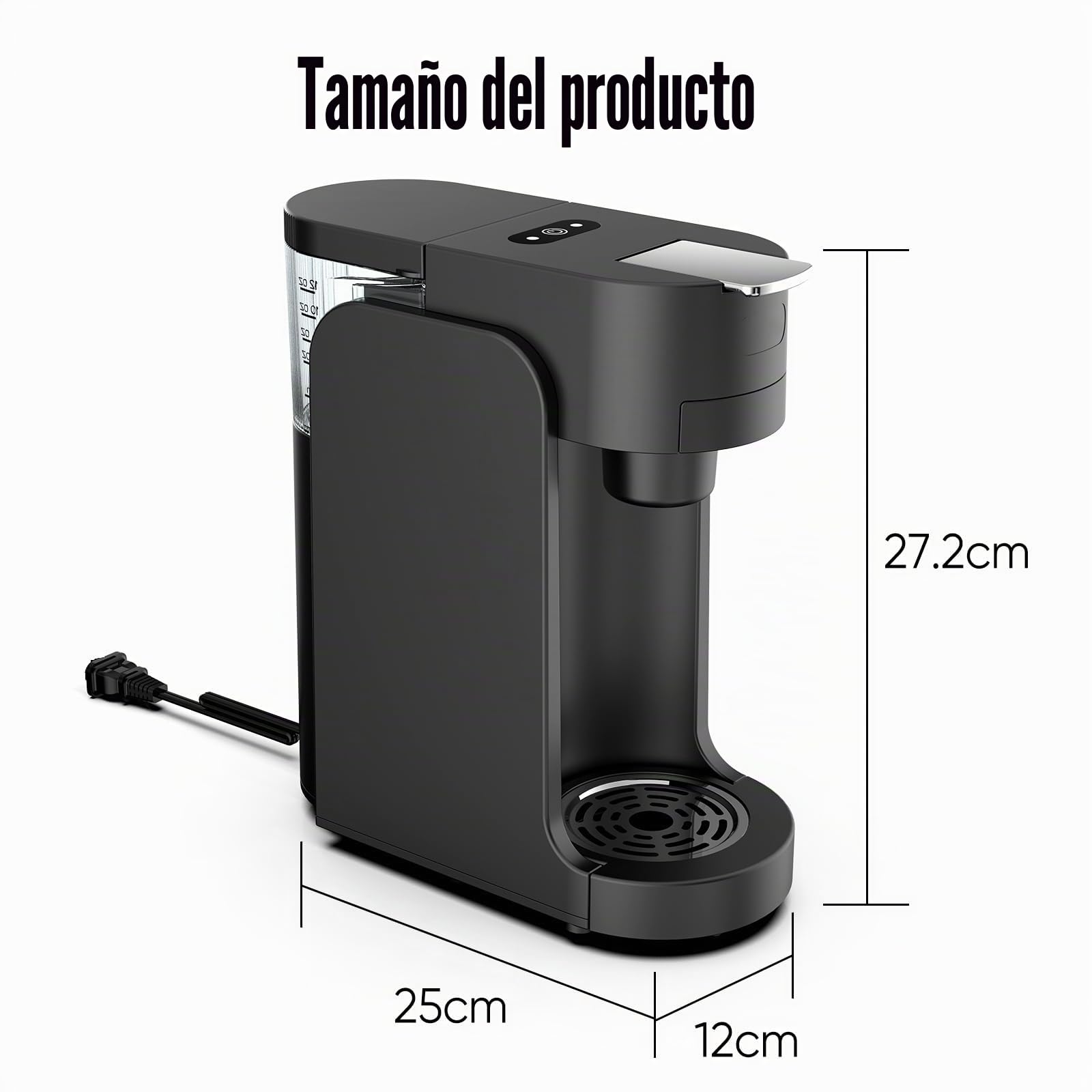 Eznaobo Cafeteras con cápsulas, K-Mini Cafetera de cápsulas K-Cup de un solo uso, 3 tamaños de infusión, botón fuerte, depósito extraíble de 350 ml, cafetera espresso muy para café en polvo (black)