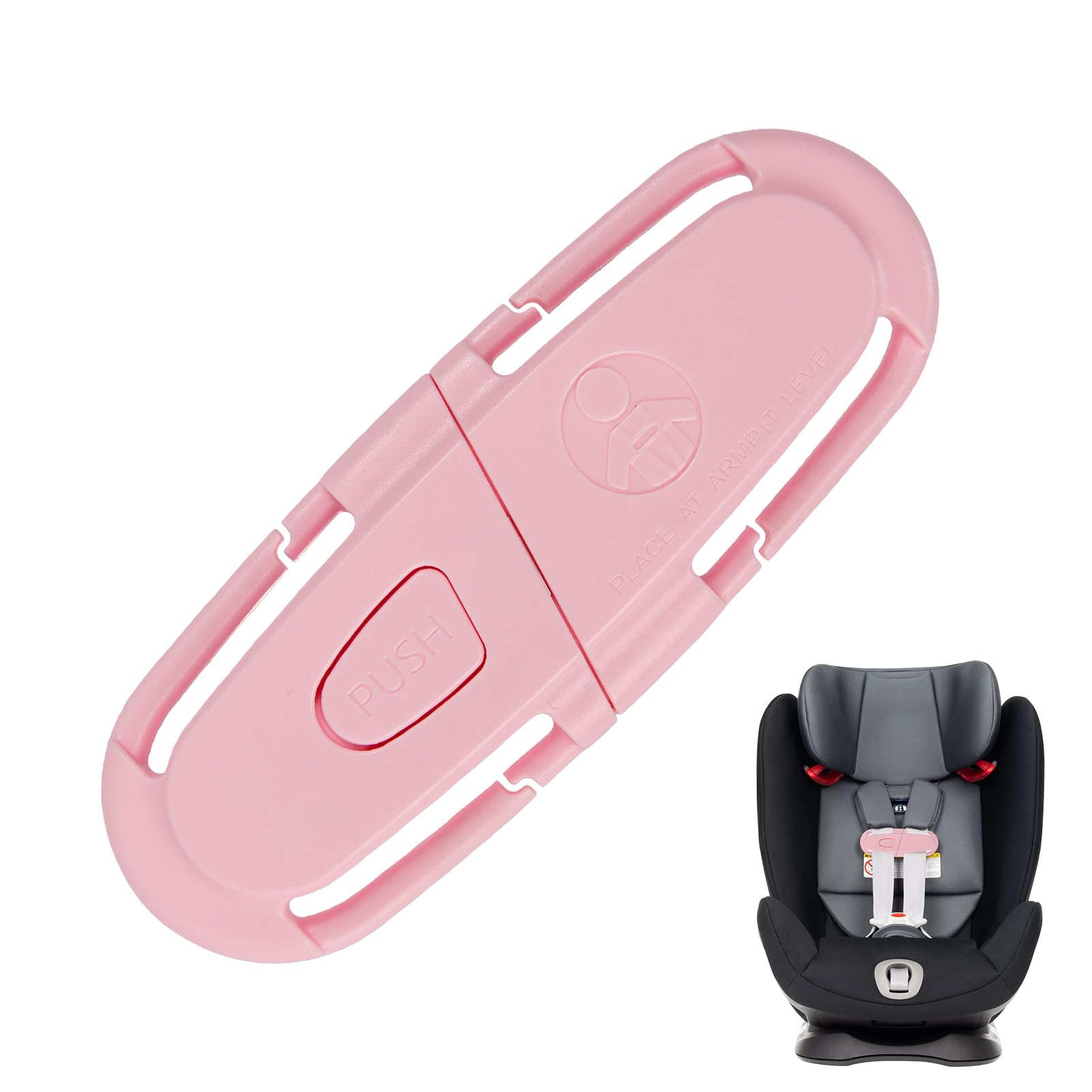 Abschnallschutz Kindersitz (1 Stück) – Sicherheitsclip in 10 verschiedenen Farben erhältlich – Gurtfixierer für Autositz, Kinderwagen & Hochstuhl – Verstellbarer Brustclip (rosa)