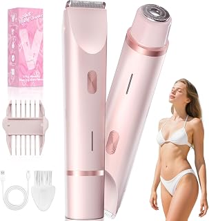 Fanovae Bikini Trimmer for Women: Painless Pubic Hair Shaver, USB-C Rechargeable, IP67 Waterproof, Gentle for Sensitive Skin - Petal Pink