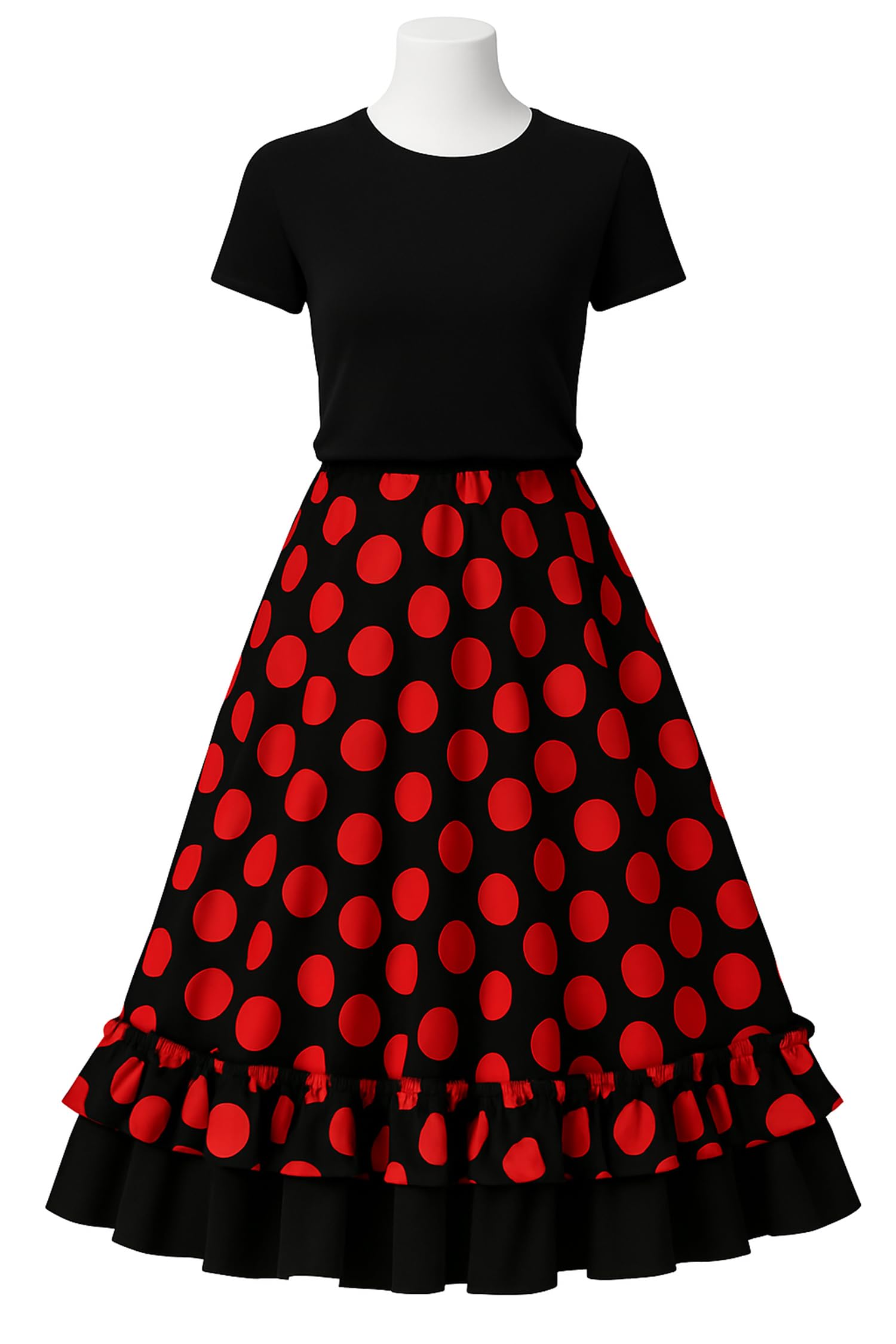 Gonna da flamenco da donna a pois o a fiori – Ideale per balli, fiere, pellegrinaggi e spettacoli. Abito tradizionale andaluso, di alta qualità e lungo.