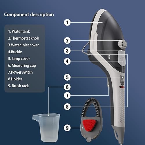 Miniatura 9 de Hemantol - Plancha vaporera de mano para ropa, 2 en 1, 800 W, calentamiento rápido, planchado y eliminación de arrugas, perilla de control de vapor