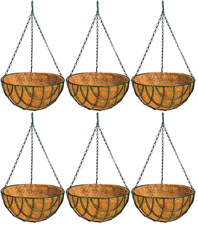 GARDEN DECO 10 INCH Designer Coir Hanging Basket with Chain, Coconut Coir Hanging Basket for Indoor and Outdoor Plants, Garden (Green Set of 6 PCs) (B0BYDS8KR5) Amazon Price History, Amazon Price Tracker