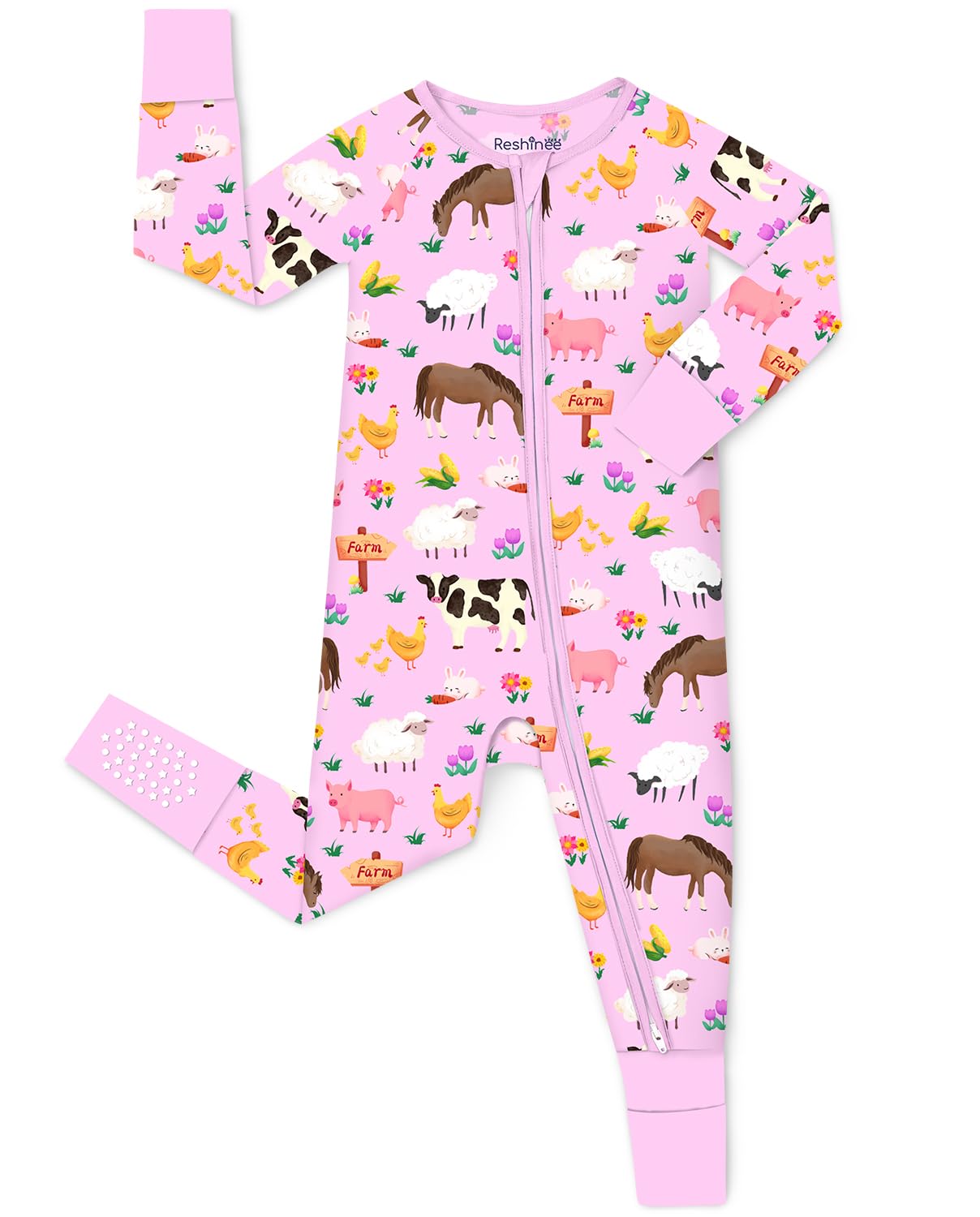 Photo 1 of babee Reshinee Bamboo Viscose Baby Footie Pajama, Zipper Pajamas for Baby Boys & Baby Girls 0-24M