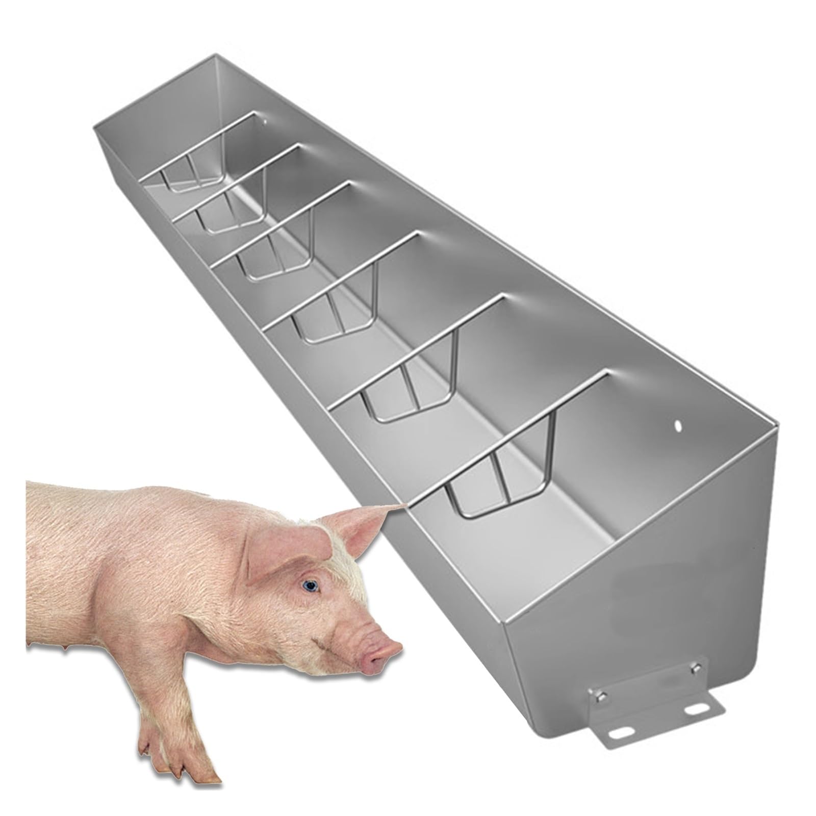 Comedero Grande de Acero Inoxidable para Cerdos - Comedero Duradero para Ganado (Caballos, ovejas, Cerdos) - 78.7" x 10.6" x 10.6" - Ideal para Granjas, Corrales de ovejas y alimentación en