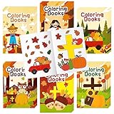 ANGOLIO 24Pcs Fall Christian Coloring Books Thanksgiving DIY Coloring Pages Maple Leaves Pumpkin Scarecrow Owl Drawing Booklet Party Favors Gifts Home Classroom Art Activity Supplies for Kids Toddlers