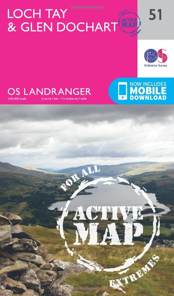 Loch Tay & Glen Dochart Map | Weatherproof | Rannoch & Glen Lyon | Ordnance Survey | OS Landranger Active Map 51 | Scotland | Walks | Cycling | Days Out | Maps | Adventure: 051