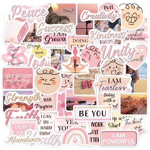 Inspirational Vision Board Stickers 100 Pcs Pink Affirmation Stickers Vision Board Supplies for Women Teen Gilrs Positive Self Love Decals for DIY Scrapbook Journal Laptop Water Bottle