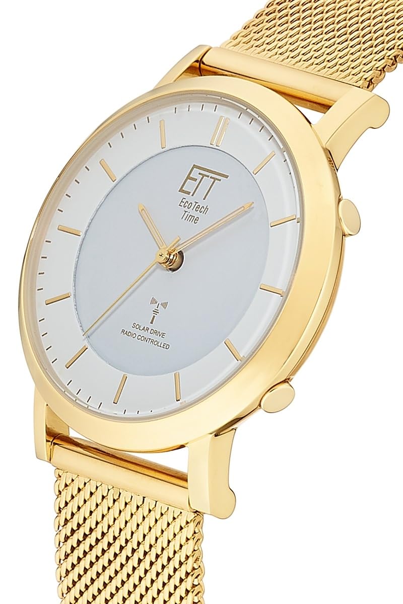 ETT Eco Tech Time Funk Solar Damen Uhr Analog mit Edelstahl,Leder Armband ELS-11619-11MS