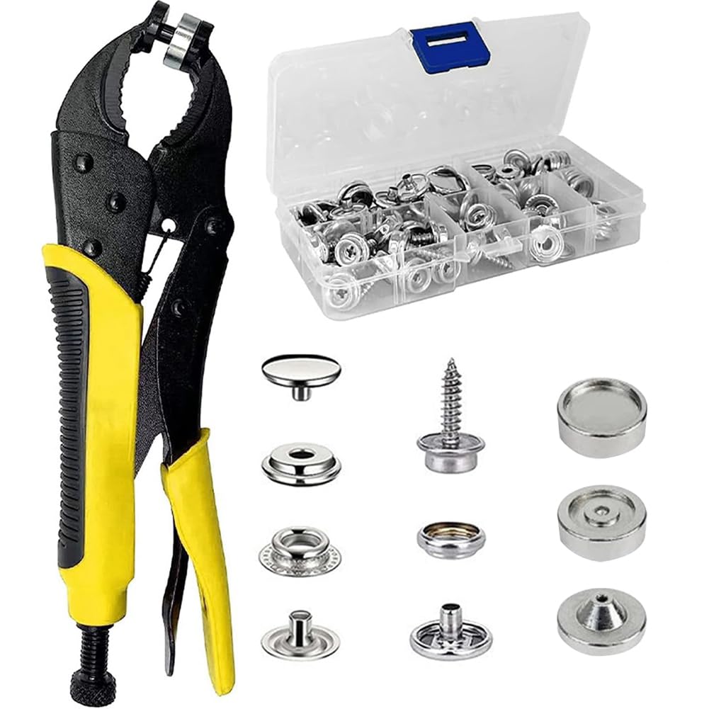 Ijsdnvjndx As Shown Heavy Duty Snap Fastener Tool Kit With 25 Set Snaps Included, Snap Setter Pliers For Boat Covers,Canvas, Tarps& Diy Projects