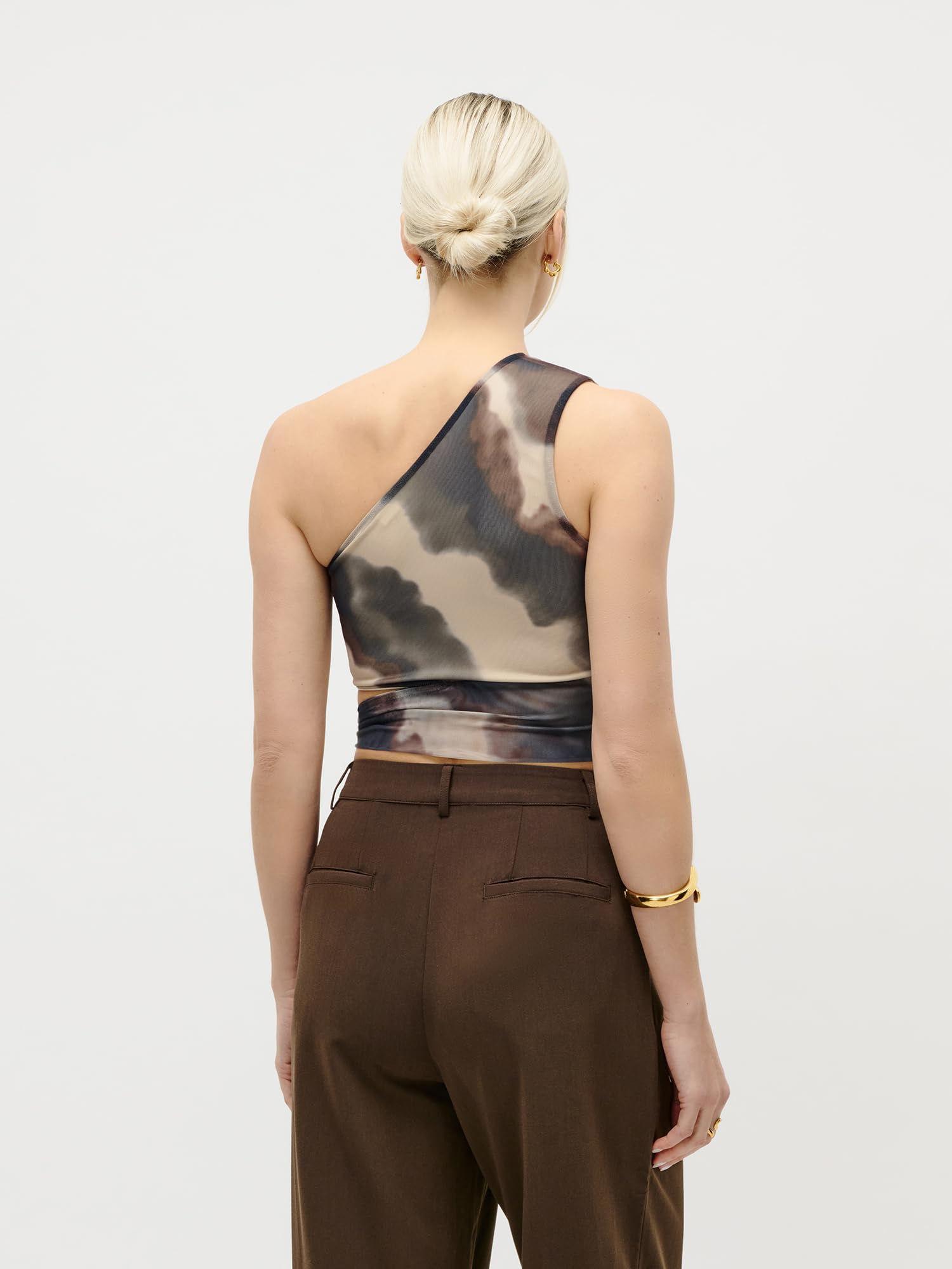 LeGer Floria Top - One-Shoulder Top Damen mit Print - körpernahe Passform - Cropped Oberteil aus Stretch - Mode für Damen - by Lena Gercke - Gr. 34-44