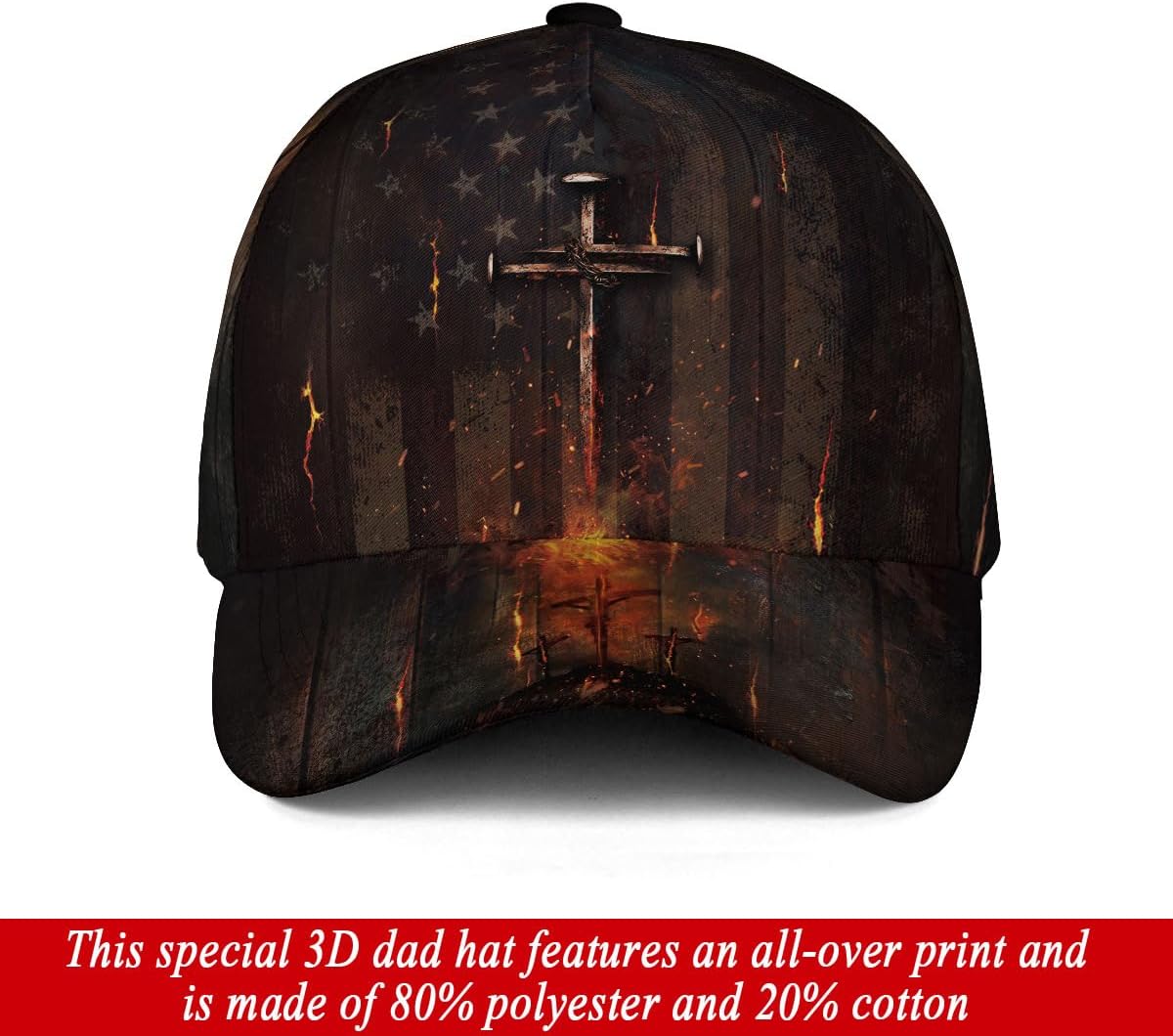 Christian Hats for Men, Jesus Hat, Faith Hat with American Flag, Cross Hats for Men - Image 2