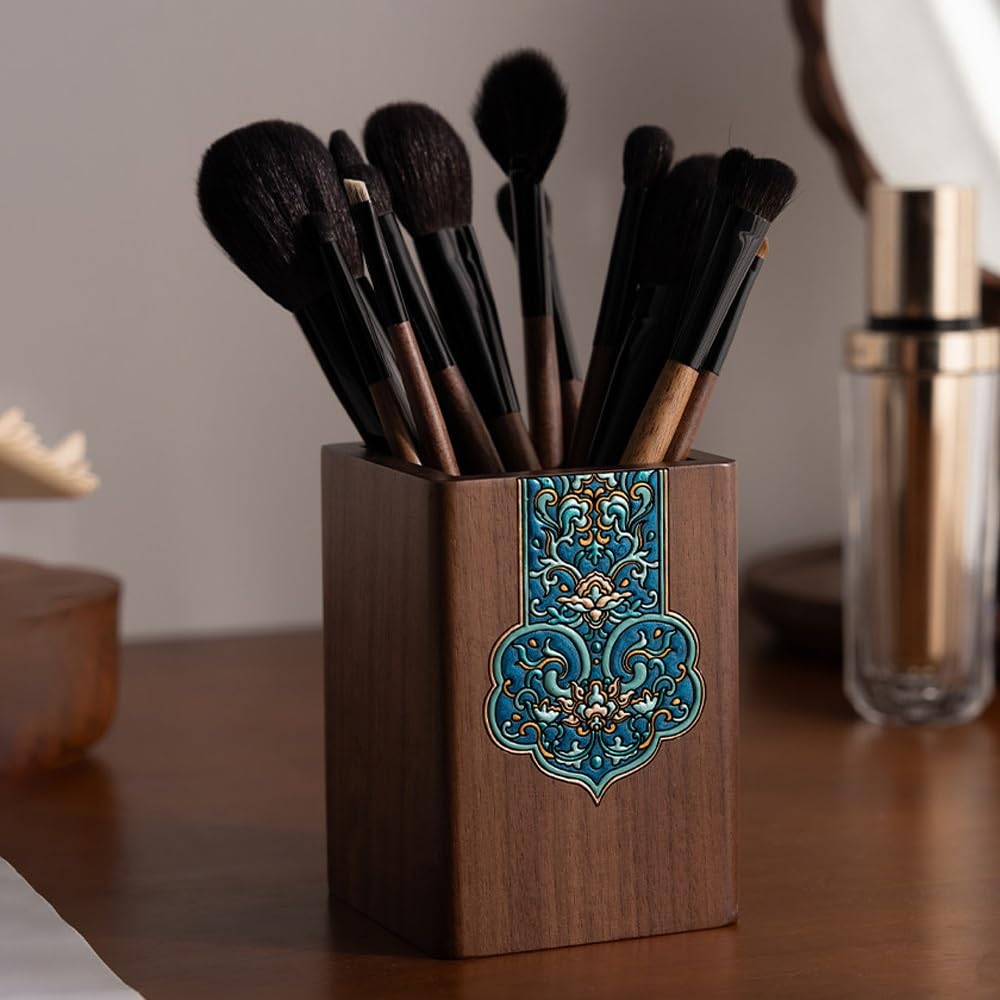Organizer na pędzle do makijażu, uchwyt na pędzle do makijażu w stylu vintage do toaletki, blat łazienkowy, uchwyty na szczoteczki do zębów, uchwyt na długopis do przechowywania na biurku