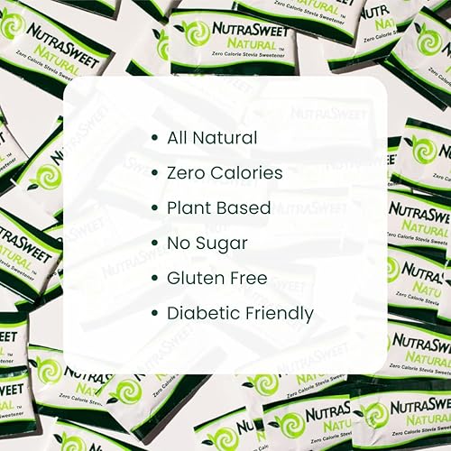 Miniatura 3 de NutraSweet Natural Edulcorante a base de plantas Stevia 1000 paquetes de una sola porción