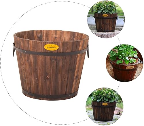 Miniatura 4 de Macetas de madera para plantas al aire libre, macetas grandes para plantas de interior, macetas de agua para desear pozo, contenedor de flores,
