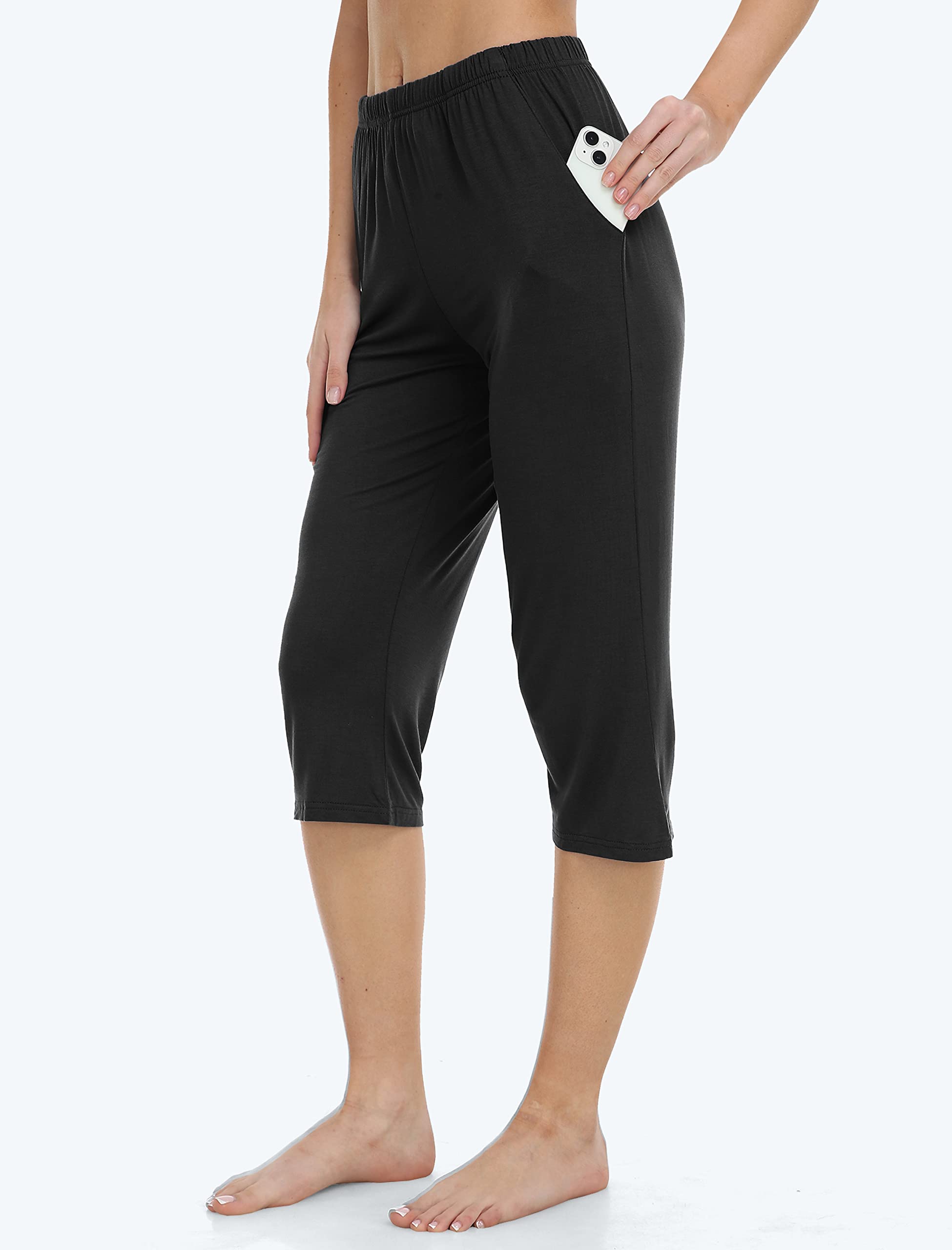 JINSHI Pantalon Pijama Mujer Suave Modal Pijama Pantalones Capri Mujer con Bolsillos para Descansar Ropa De Dormir Yoga Jogger