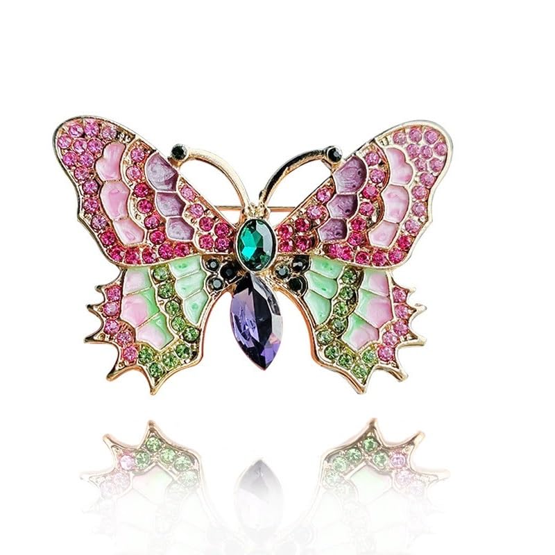 Image of Variety Styles Butterfly Brooch - Multi-Color Rhinestone Crystal Brooch Pin Cute Butterfly Shape Corsages Brooches Decoration Gift for Women