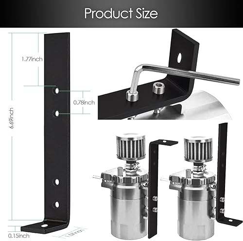 Miniatura 6 de Kit universal de captura de aceite para coche, tanque de depósito automotriz desconcertado polaco de 10.1 fl oz con respiradero de aluminio compacto