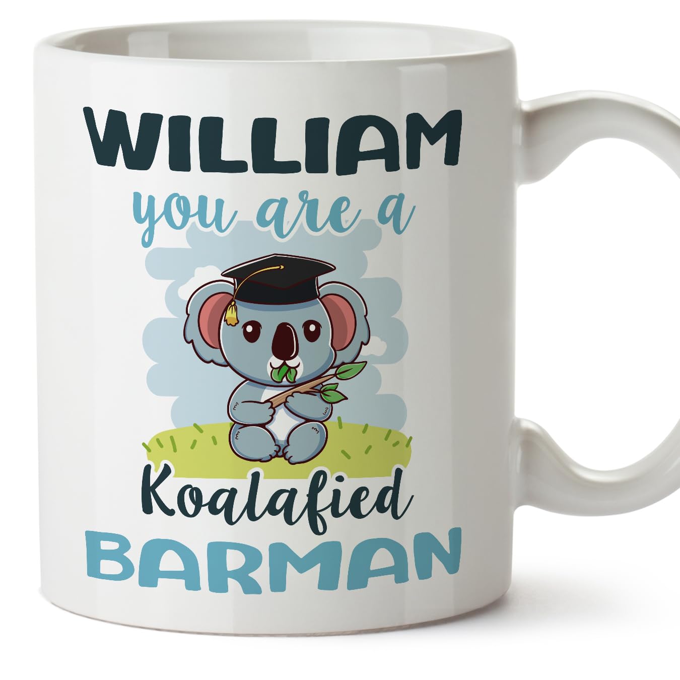 MUGFFINS Personalised Mug for Barman man - in English - Custom Koalafied - Funny Custom Gift for Colleagues - Ceramic 11oz Mug — image 1