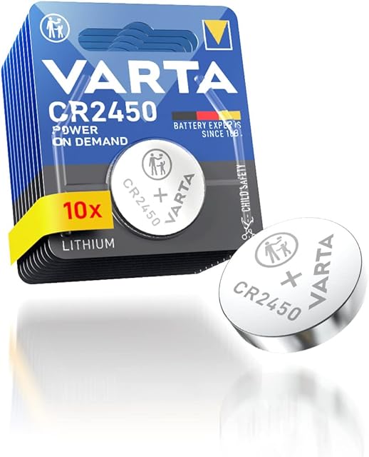 VARTA Baterie Guzikowe CR2450, opakowanie 10 szt., Power on Demand, Lithium, 3V, opakowanie zabezpieczone przed dziećmi, do urządzeń Smart Home, kluczyków samochodowych [Wyłącznie w Amazon]