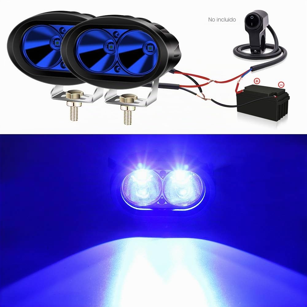 LED carretilla elevadora luz 20W azul luz de seguridad, 2PCS almacén luz de advertencia de seguridad motocicleta conducción niebla luz de trabajo 12-80V para coche todoterreno camión Tractor