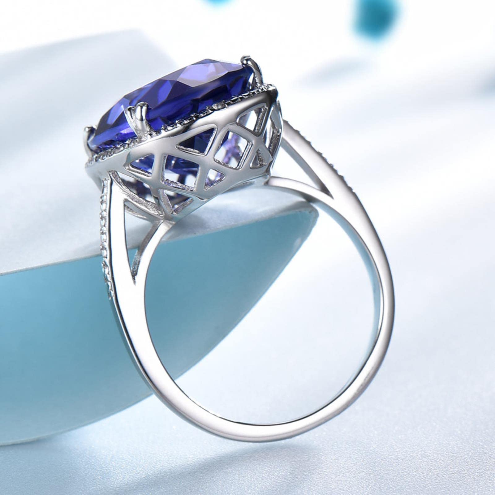 Joyería De Piedras Preciosas De Tanzanita Creada por Hipérbole, Anillos De Plata De Ley 925 para Mujeres, Joyería Fina