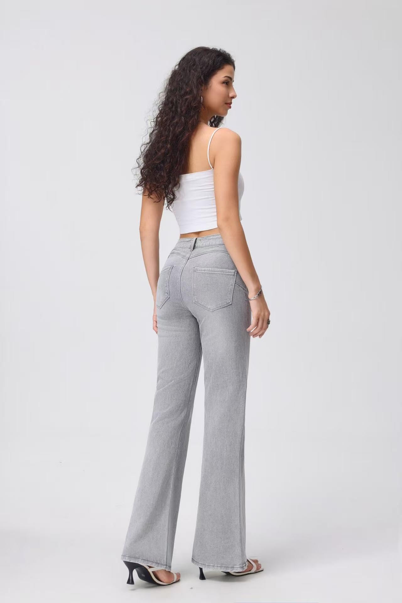 Jean femme patte élastique push-up effet modelant, coupe fine, style décontracté et élégant