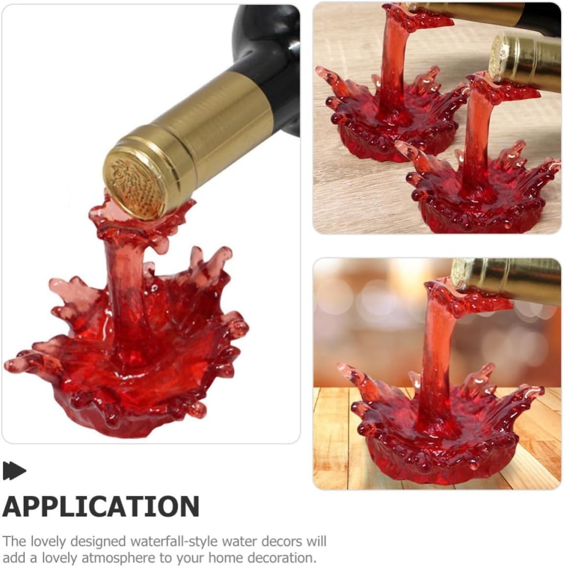 Garneck Xmas Waterfall Style Resin Desk Figurine Crimson Surface Decor image 4
