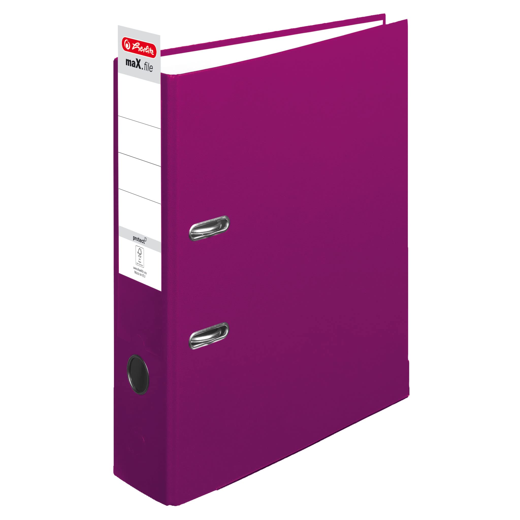 Herlitz 50011858 maX.file protect segregator (A4, 8 cm, z etykietą na tylnej stronie) jeżynowy, 20 sztuk