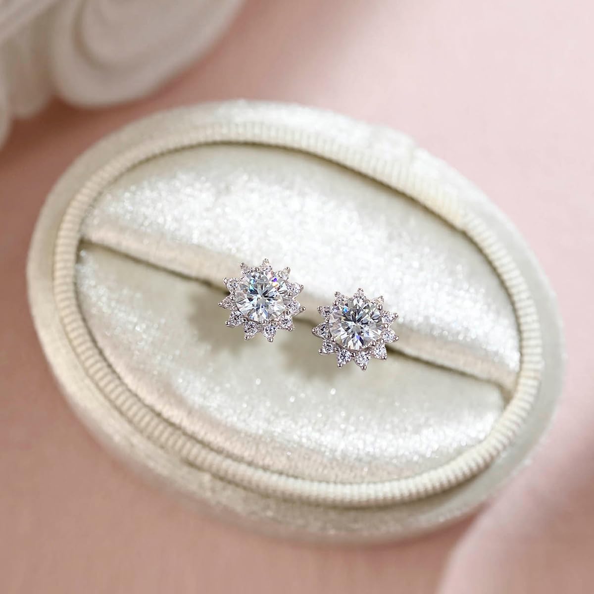 Lotus Fun Moissanite Earrings for Women, 0.5ct D-color Pure VVS1 Sunflower Earrings Moissanite Earrings S925 Sterling Silver, Gifts for Women - Image 2