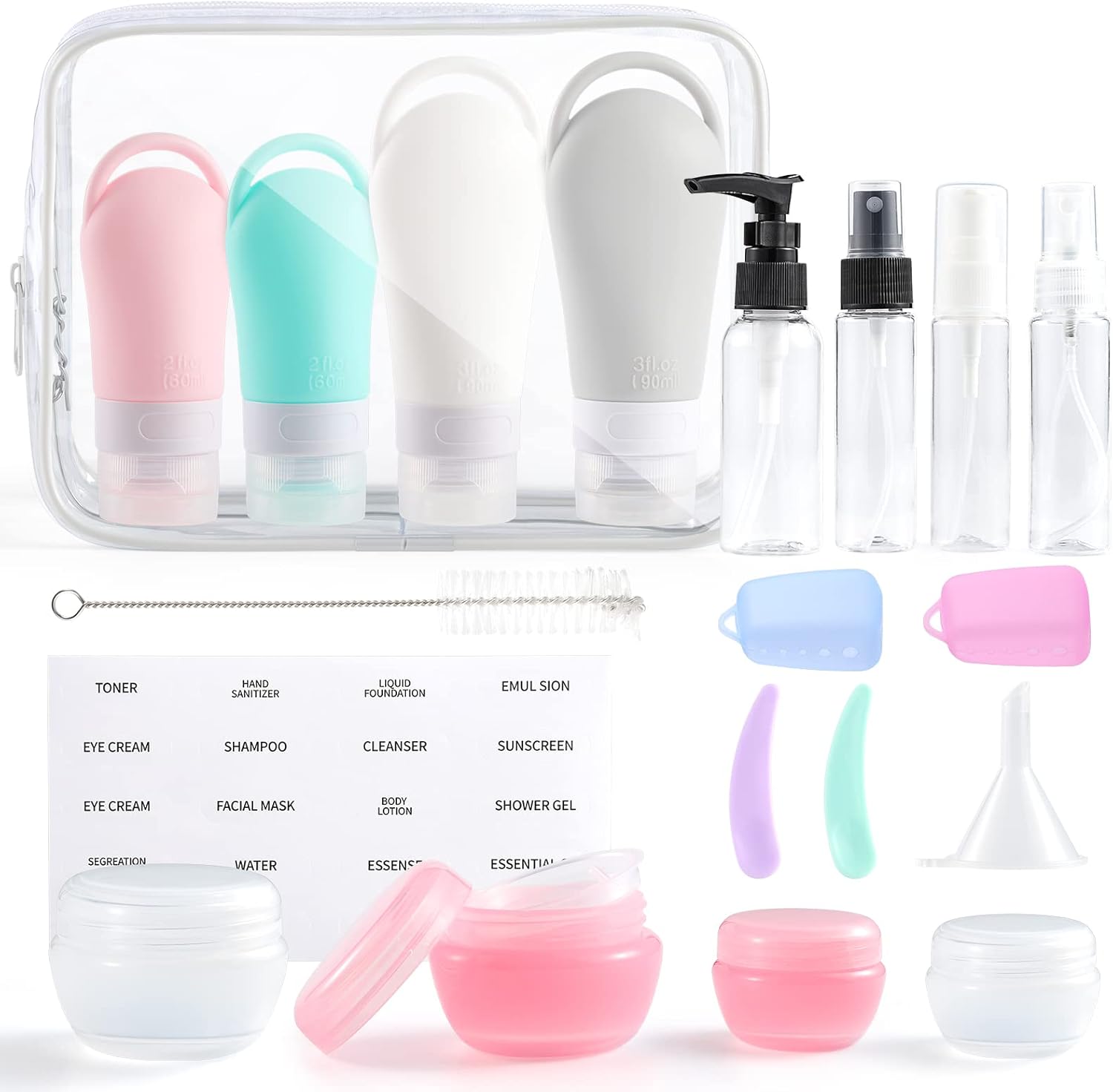 DOLOLO 20 Pack Travel Bottles for Toiletries, Leak Proof Silicone