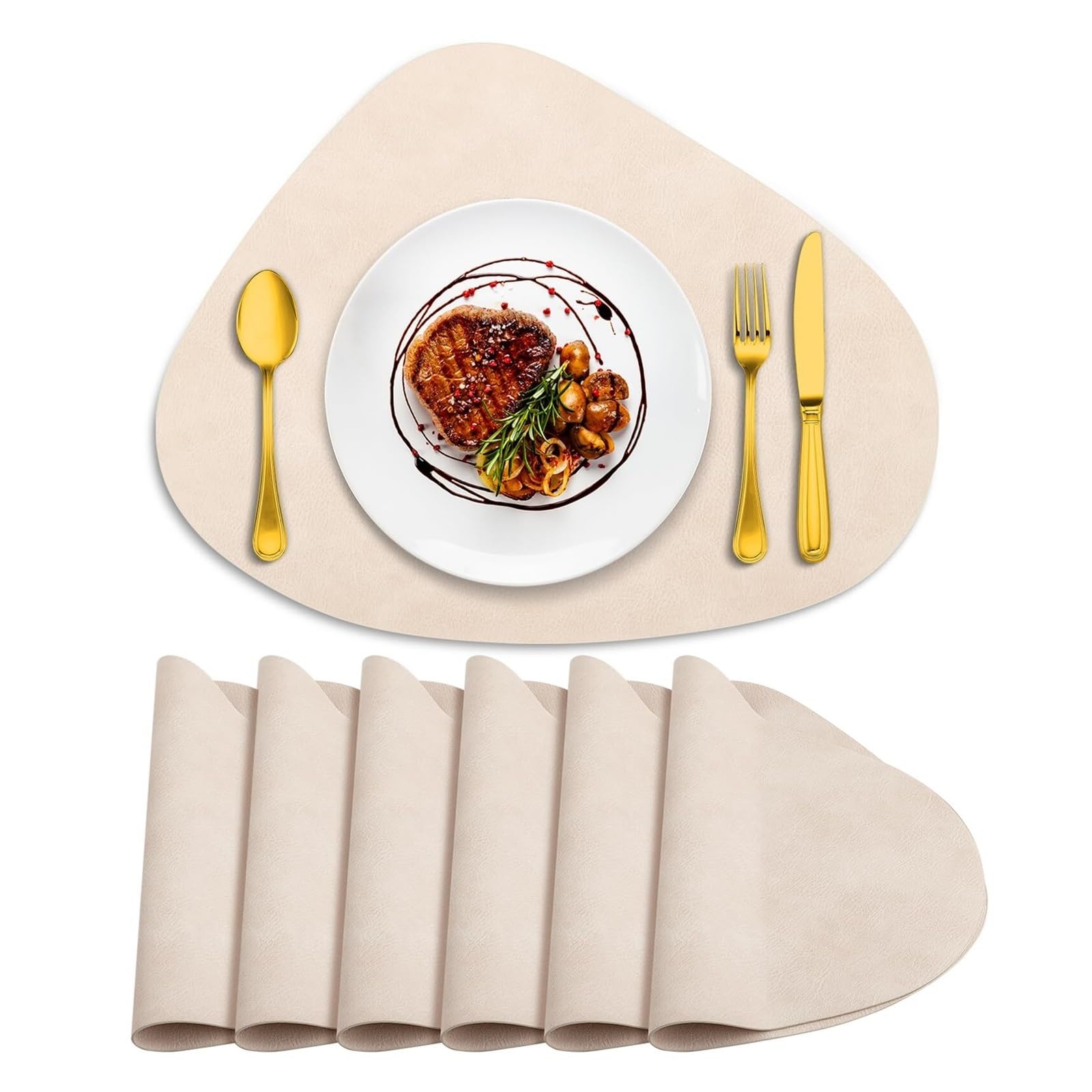 Luvafey Beige 4Pc Round Heat Resistant Table Placemats
