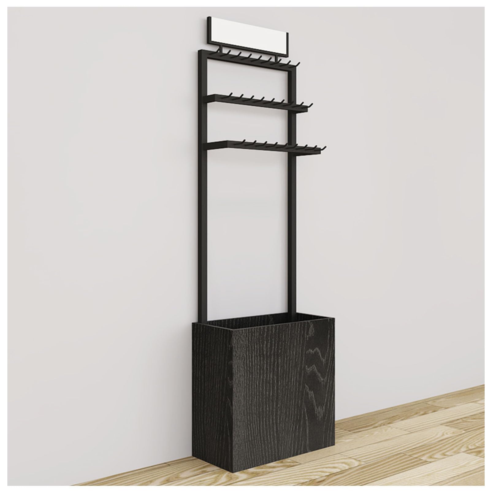 HeavyDu Pasek Dilay Rack Commercial Retail nizer do krawatów i szalików Bel męski uchwyt na pasek do szafy butik, półka na torebkę (czarny 60 × 25 × 165 cm)