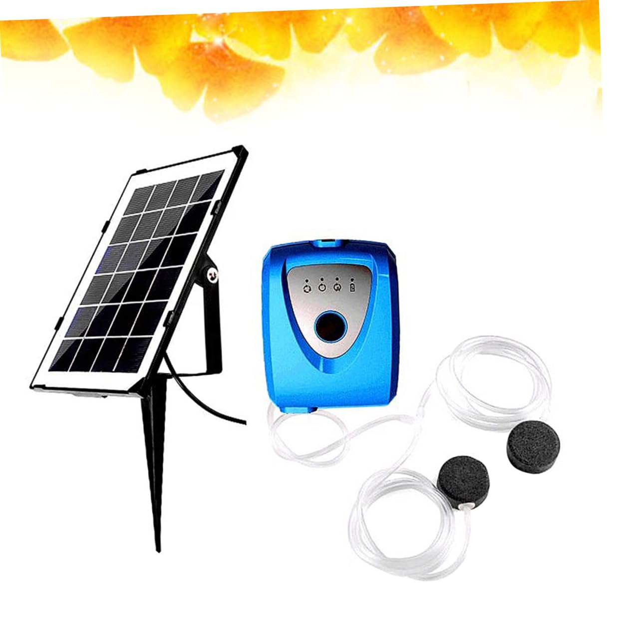 FOMIYES Bomba de Oxígeno para Pecera Doble Orificio Alimentada por Energía Solar para Acuario y Pesca al Aire Aireador de Pecera