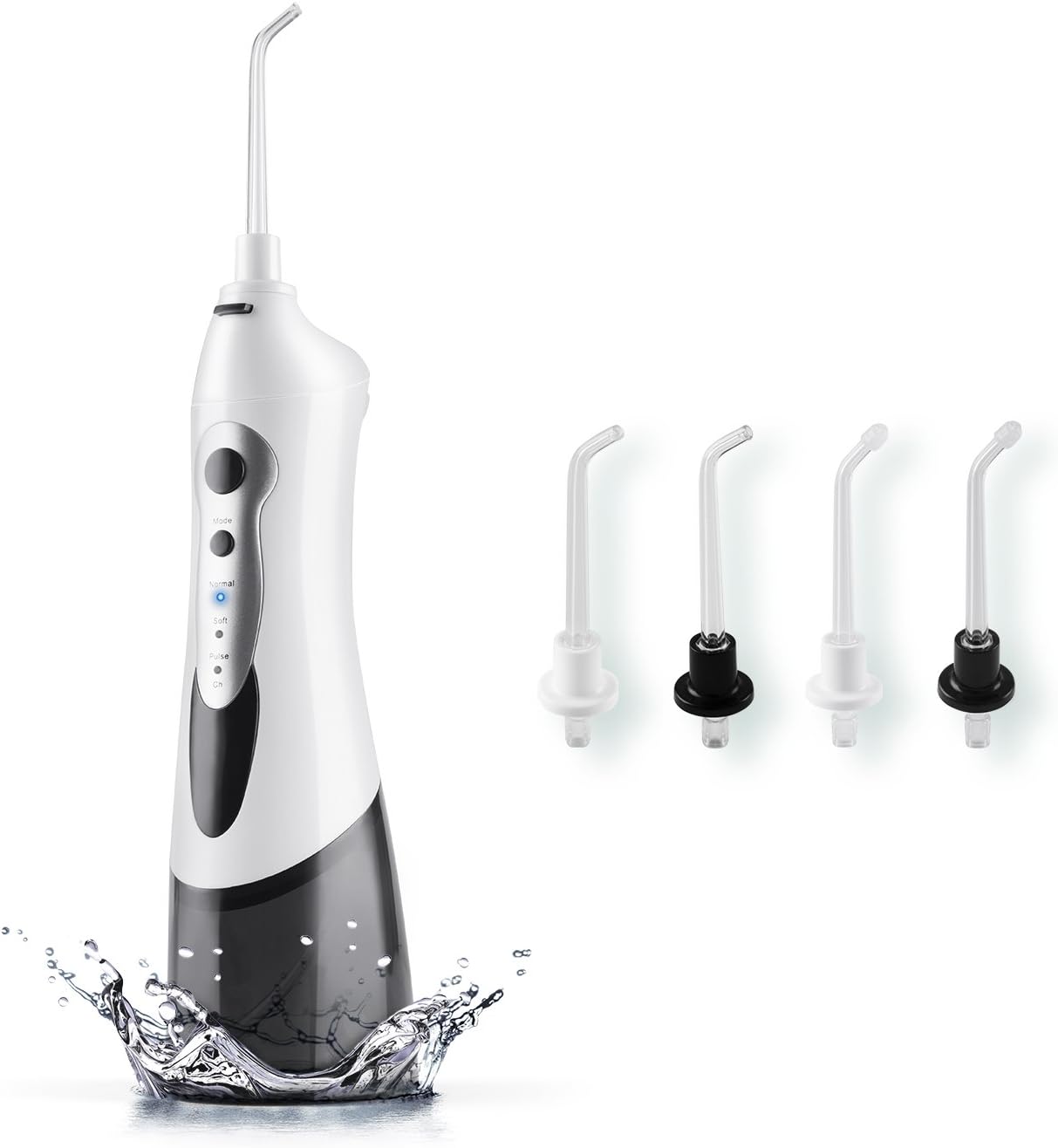 Electric Water Flosser Cordless Dental Portable and Rechargable Oral Irrigator with 3 Modes and 4 Rotatable Jet Tips and IPX7 Waterproof for Daily use, Teeth, Gumline, Braces and Bridges