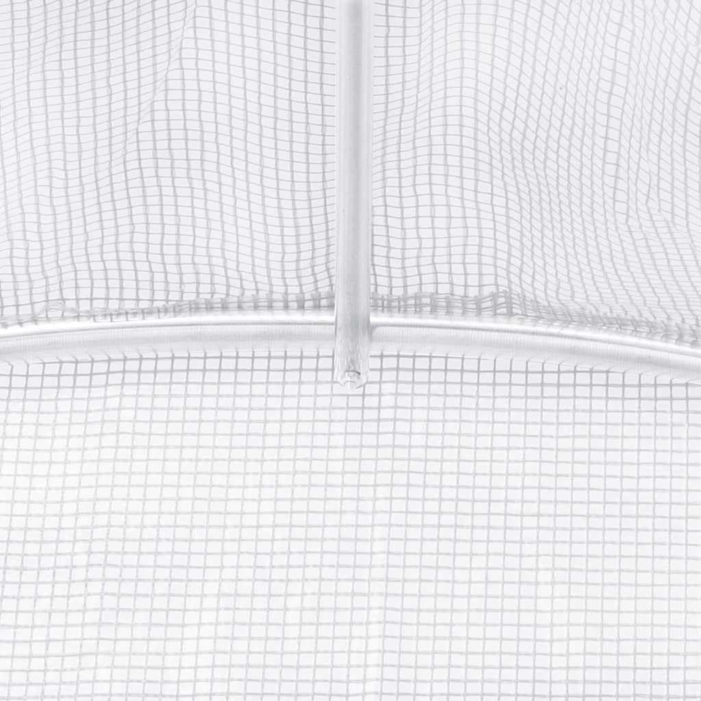 vidaXL Invernadero con Estructura de Acero, Invernáculo con Ventanas Puerta, Túnel de Cultivo, Vivero para Plantas, Blanco 24 m² 8x3x2 m