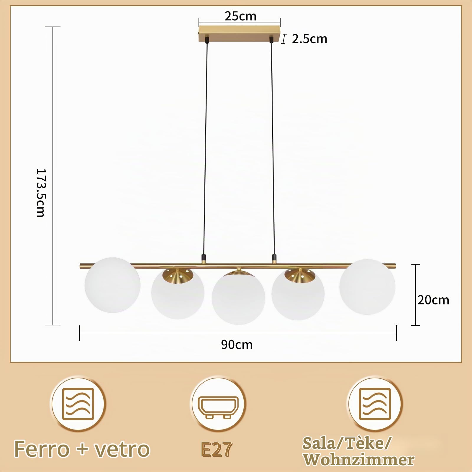 ZMH Lampada a Sospensione Tavolo da Pranzo Lampada a Sospensione Moderna -