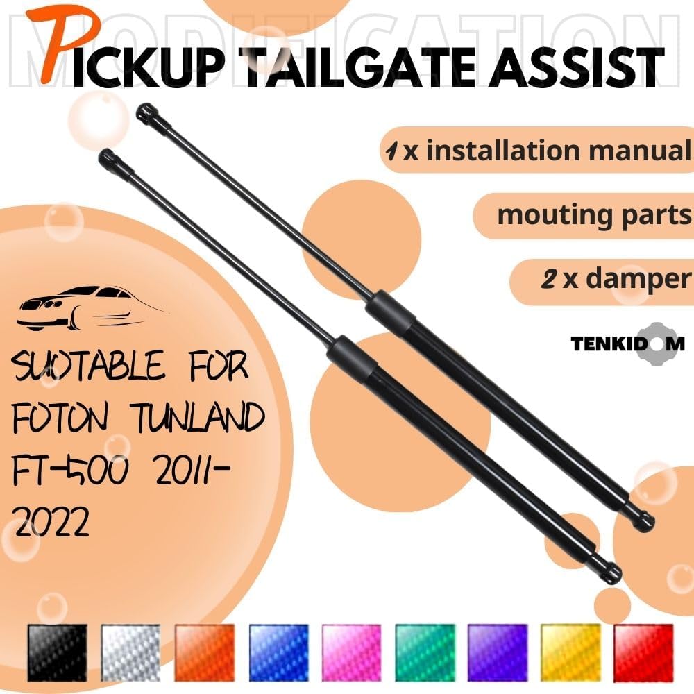 Pickup Tailgate Assists Compatible with Foton Tunland 2011-2024 Shock Lift Supports Rear Gas Dampers Springs Kit No-Drill Bolt-on