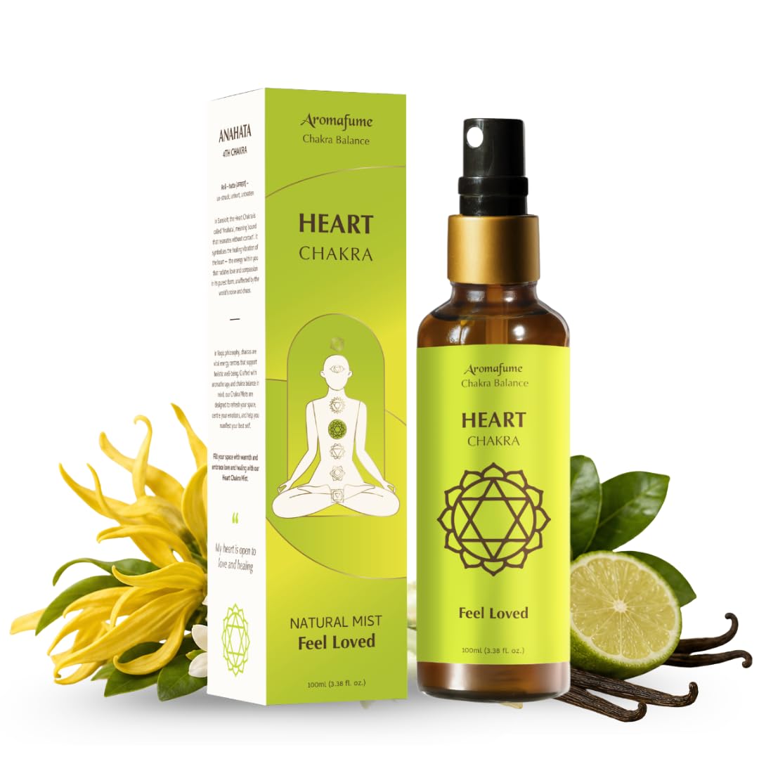 Bergamot & Vanilla Chakra Air Freshener Spray | 100ml | Essential Oil Room Spray for Heart Chakra Balance | Ideal for Meditation, Yoga, Aromatherapy | 100% Natural, Non-Toxic Mist by Aromafume