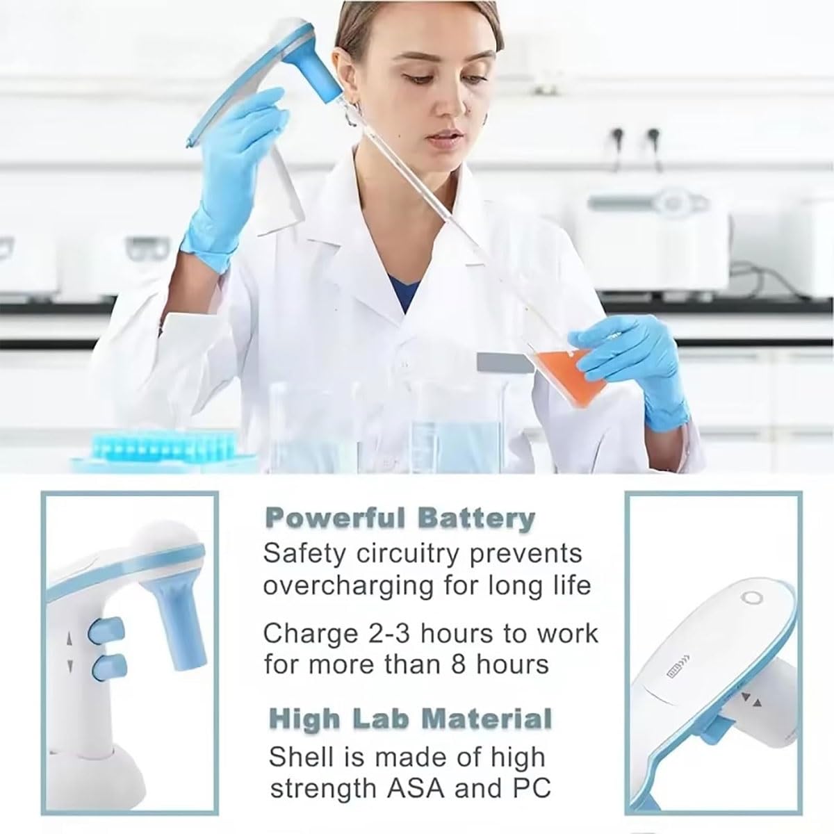 Controllore Automatico Elettrico per Pipette da Laboratorio, velocità di Flusso Regolabile e 2 modalità di drenaggio per esperimenti di Laboratorio.