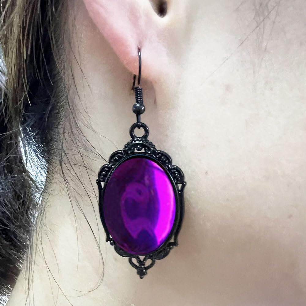 Gothic Necklace Earrings Set for Women Halloween Raven Cameo Dangle Earrings Vintage Punk Crystal Choker Necklaces Halloween Costume Accessories - Image 4