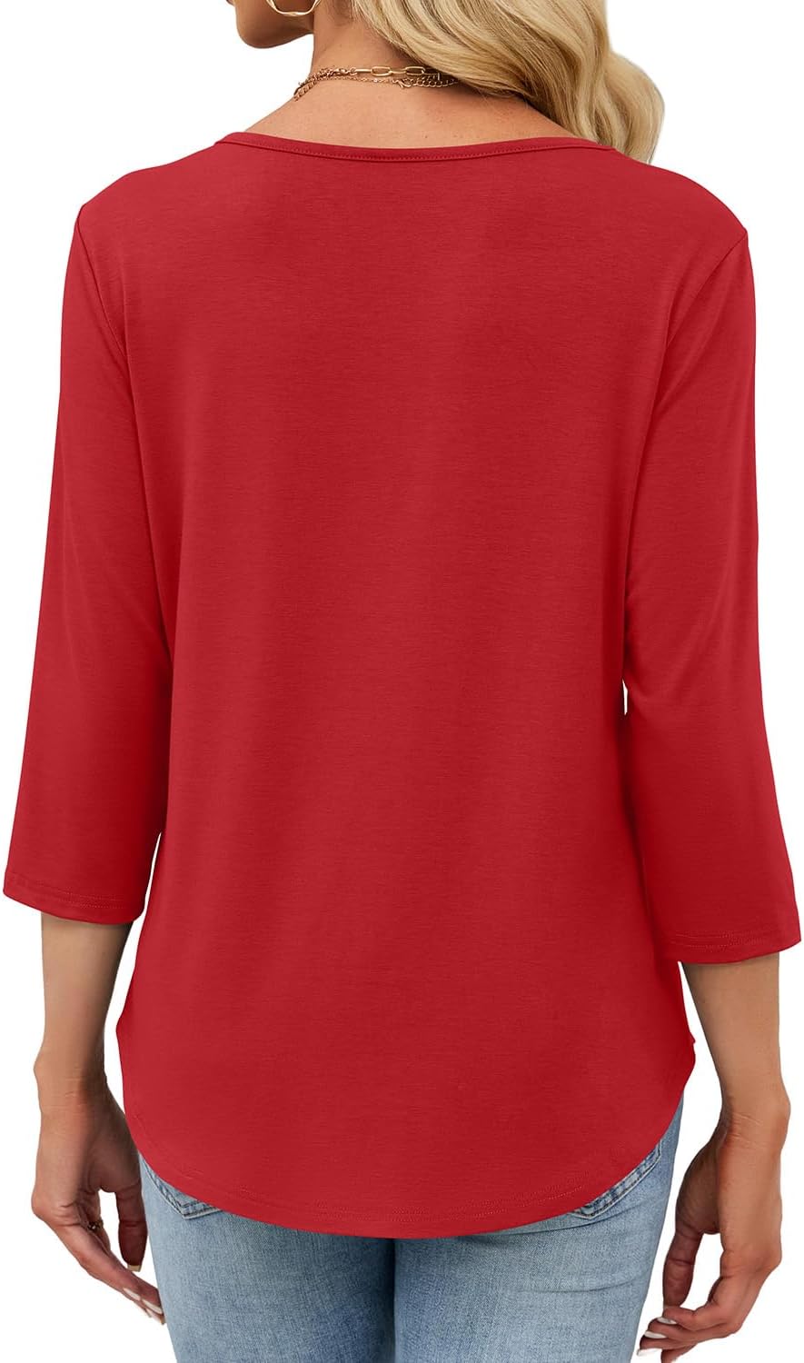 JUSTFASHIONNOW Womens 3/4 Length Sleeve Tops V Neck Split Tunic Tops Flowy T Shirts Summer 2026 Dressy Casual Blouses - Image 5