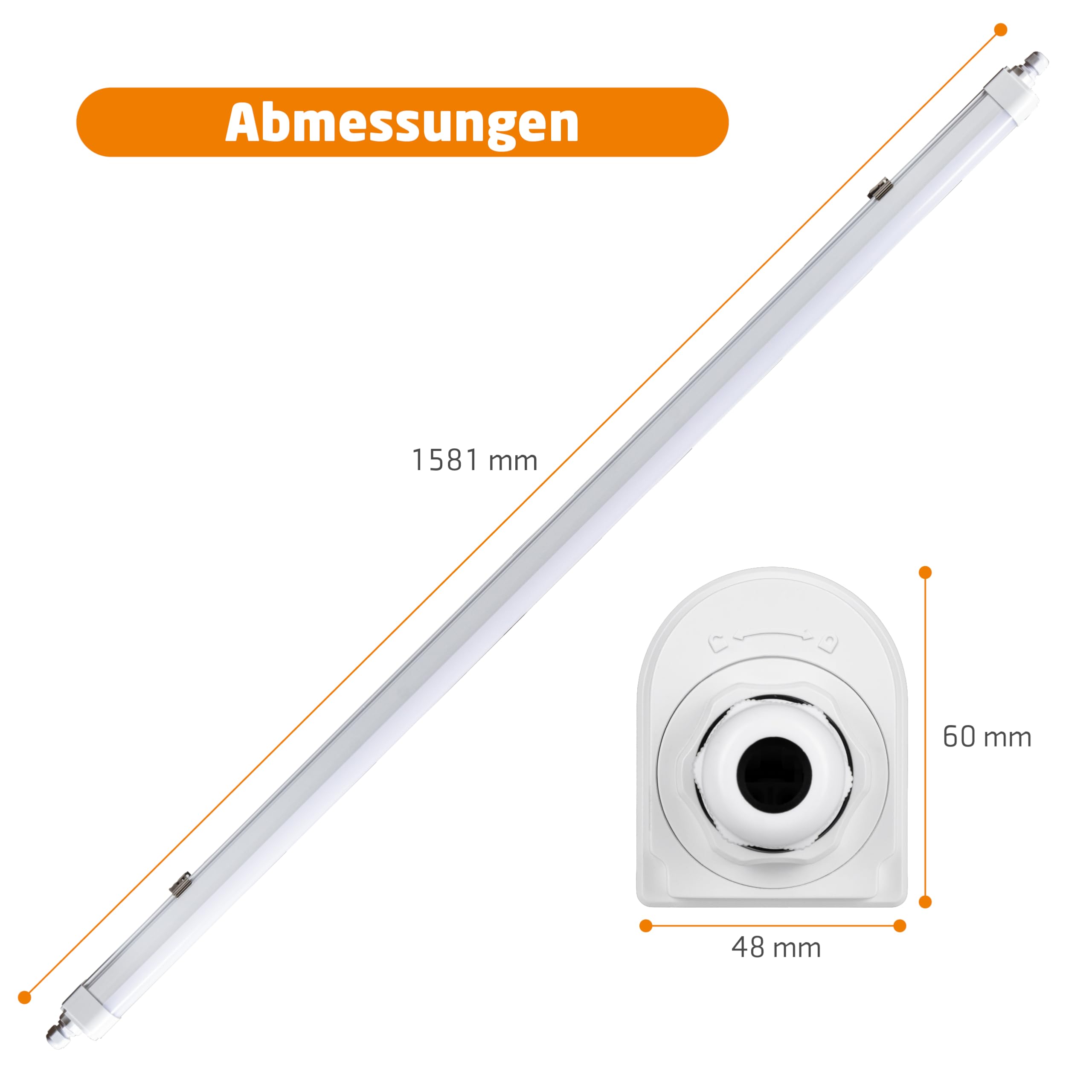 Proventa LED Feuchtraumleuchte 150cm 2-Pack IP65 46W 5520lm 4000K Neutralweiß - durchverdrahtet, verknüpfbar, Wannenleuchte, Werkstattleuchte, Garagenbeleuchtung, Kellerlampe, Leuchtstoffröhre