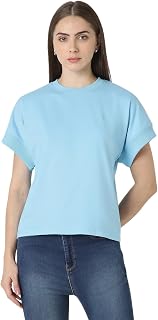 Van Heusen Women's Cotton Regular Fit Half Sleeve Crew Neck Casual Regular Comfort Fit T-Shirt Price In India