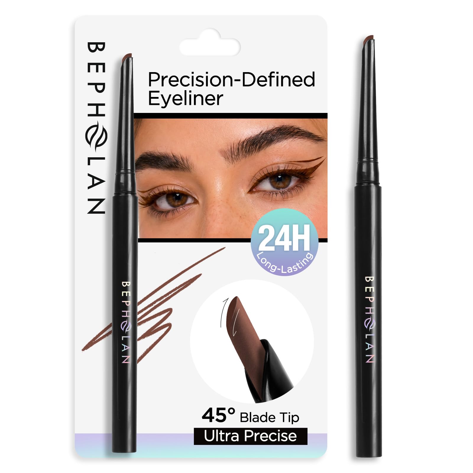 Brown Eyeliner Pencil Waterproof Smudge Proof Liner for Waterline Makeup Brown eyeliner D-Tip