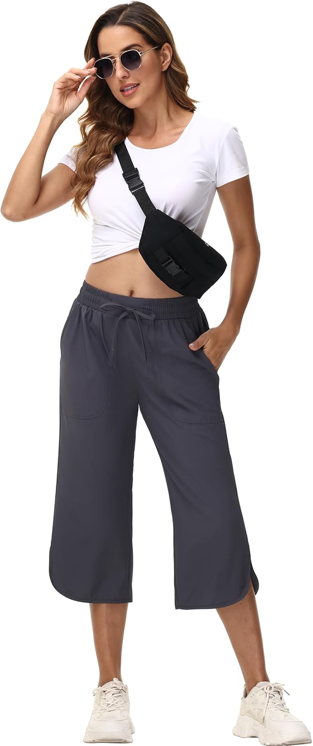 YuKaiChen Women's Capris Wide Leg Lightweight Quick Dry Pants Hiking Outdoor Athletic - Image 6