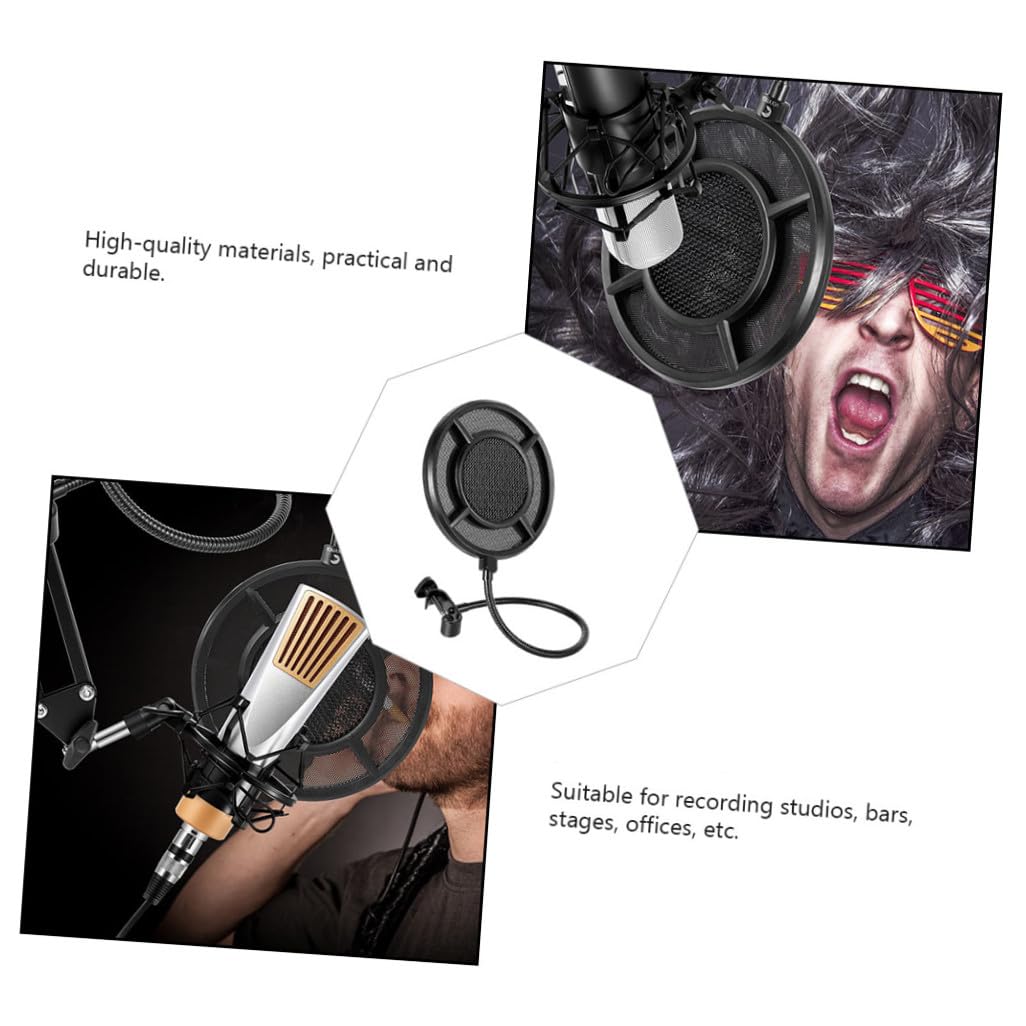 Kisangel Filtro Para Micrófono Protector De Pantalla Diseño Negro Para Grabaciones De Voz Compatible Equipos De Sonido Evita El Ruido De Pop Estándar