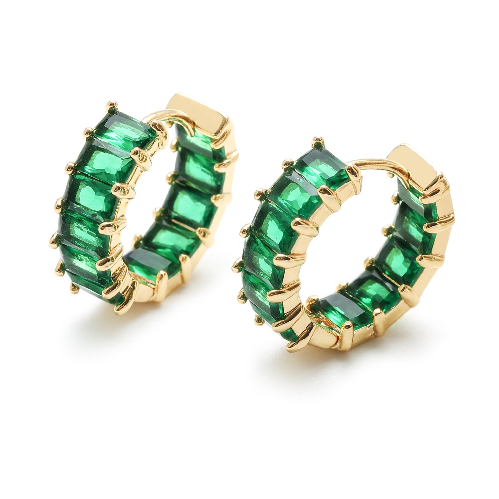 MesovorPendientes de aro de Circonita Cúbica para Mujer, 18 K Chapado en Oro Multicolor Circonia Cúbica Huggie Pendientes Fiesta Joyería Regalos para Mujeres Niñas