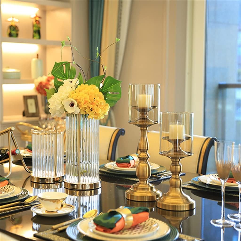 European Retro Candle Table Set up Metal Glass Cover Nordic Romantic Candlelight Dinner Props Home